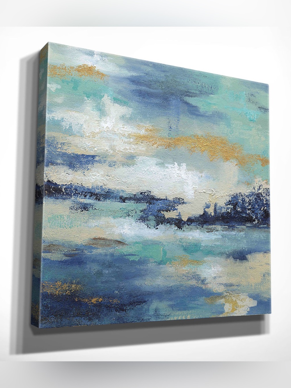 16” Sea Isle II by Nan Beach Coastal Abstract Canvas Wall Art Ocean Decor Gold